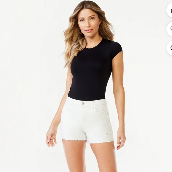 Sofia Jeans Women's Chi Shorty Relaxed Straight Super High Rise Fray Hem Shorts - Picture 2 of 7